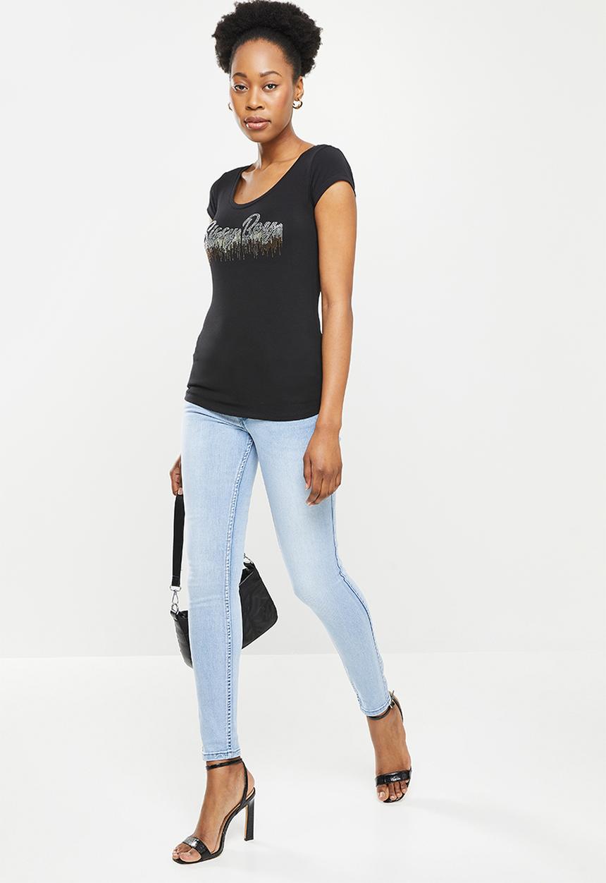 SISSY BOY - Logo top with cap sleeves - black