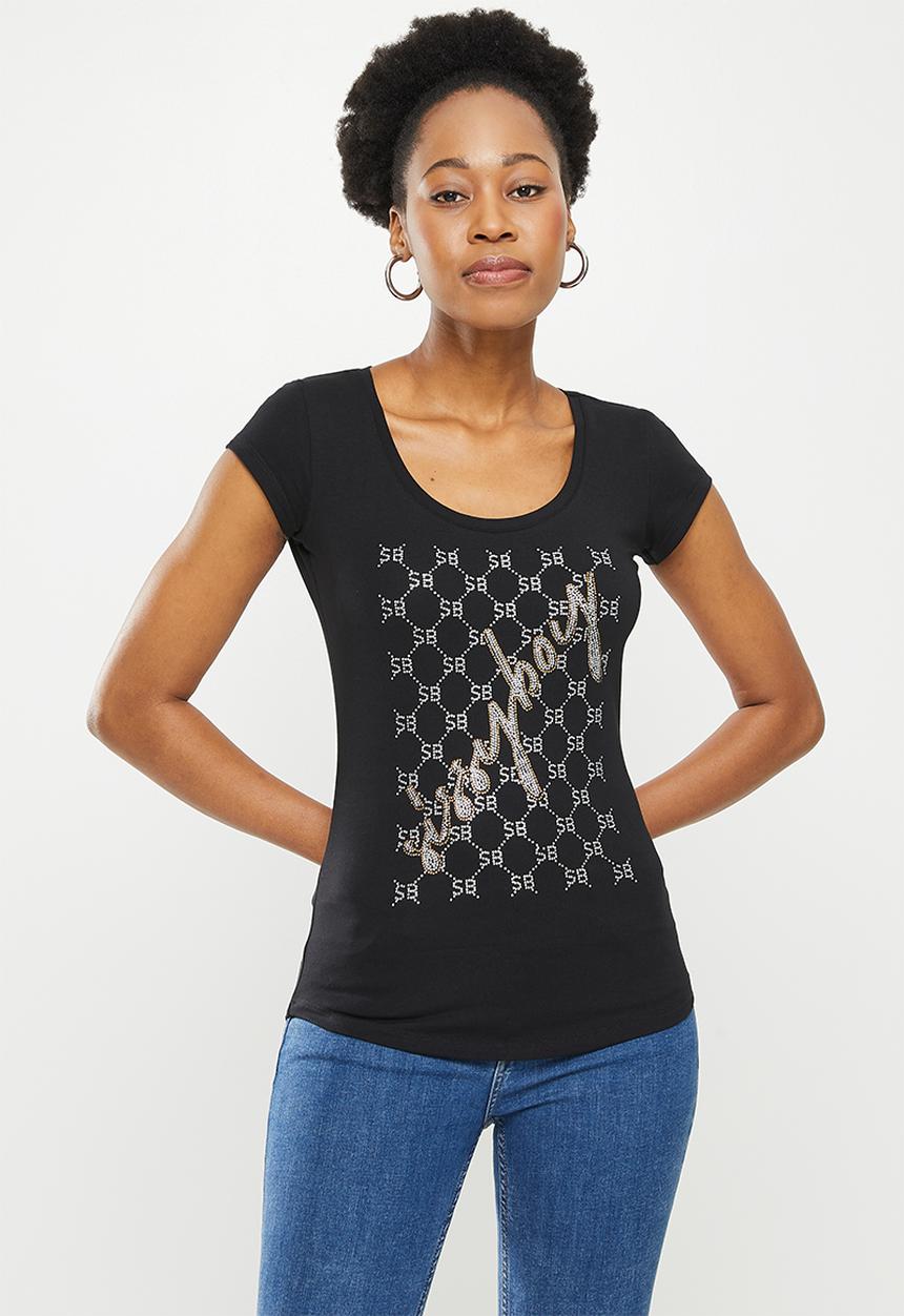 SISSY BOY - Logo top with cap sleeves - black