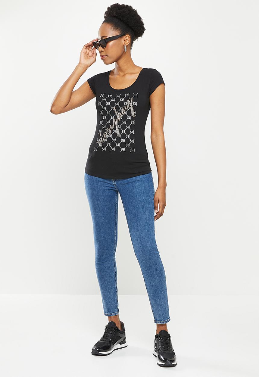 SISSY BOY - Logo top with cap sleeves - black