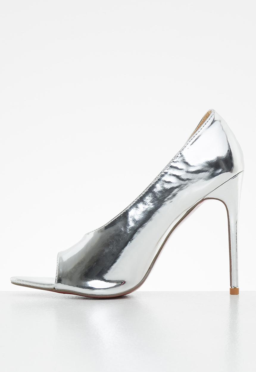 Miss Black - Dagger4 barely there stiletto heel - silver