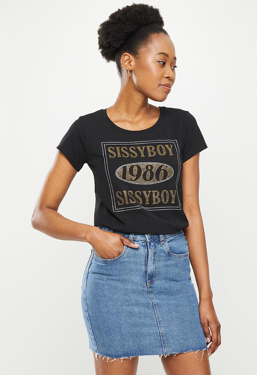 SISSY BOY - Regular fit logo top with short sleeves - black