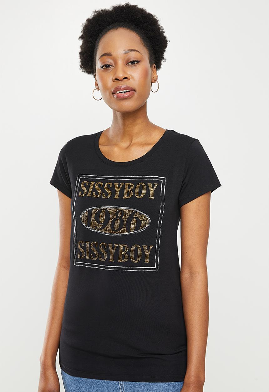 SISSY BOY - Regular fit logo top with short sleeves - black