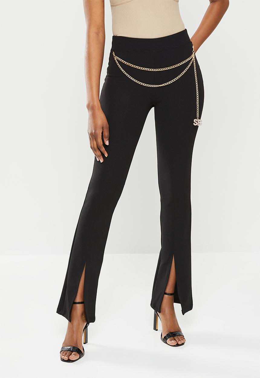 SISSY BOY - High rise flare with belt - black
