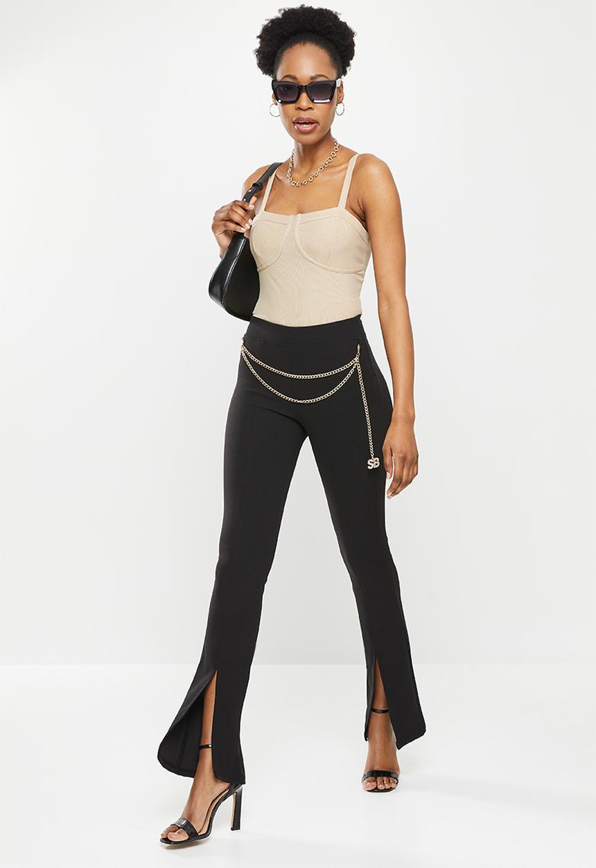SISSY BOY - High rise flare with belt - black