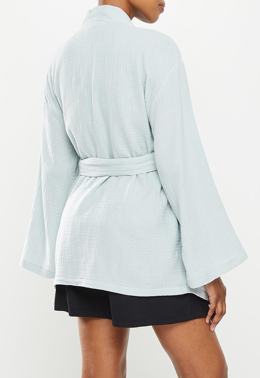 Superbalist - Maternity woven short robe - light blue