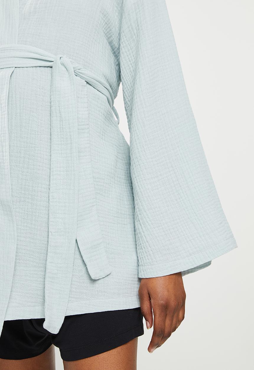 Superbalist - Maternity woven short robe - light blue