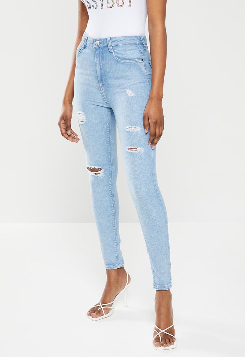 SISSY BOY - Super high rise skinny with rips - sky blue