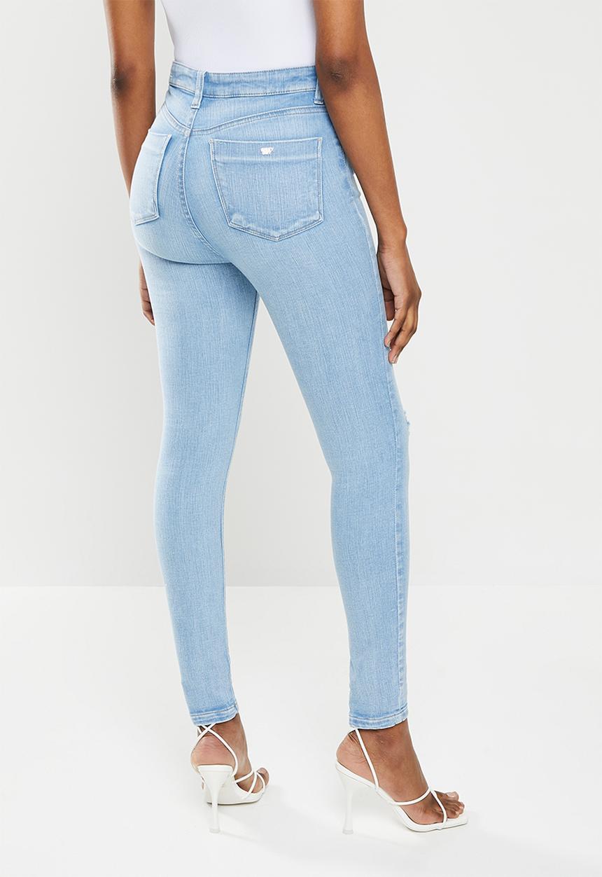 SISSY BOY - Super high rise skinny with rips - sky blue