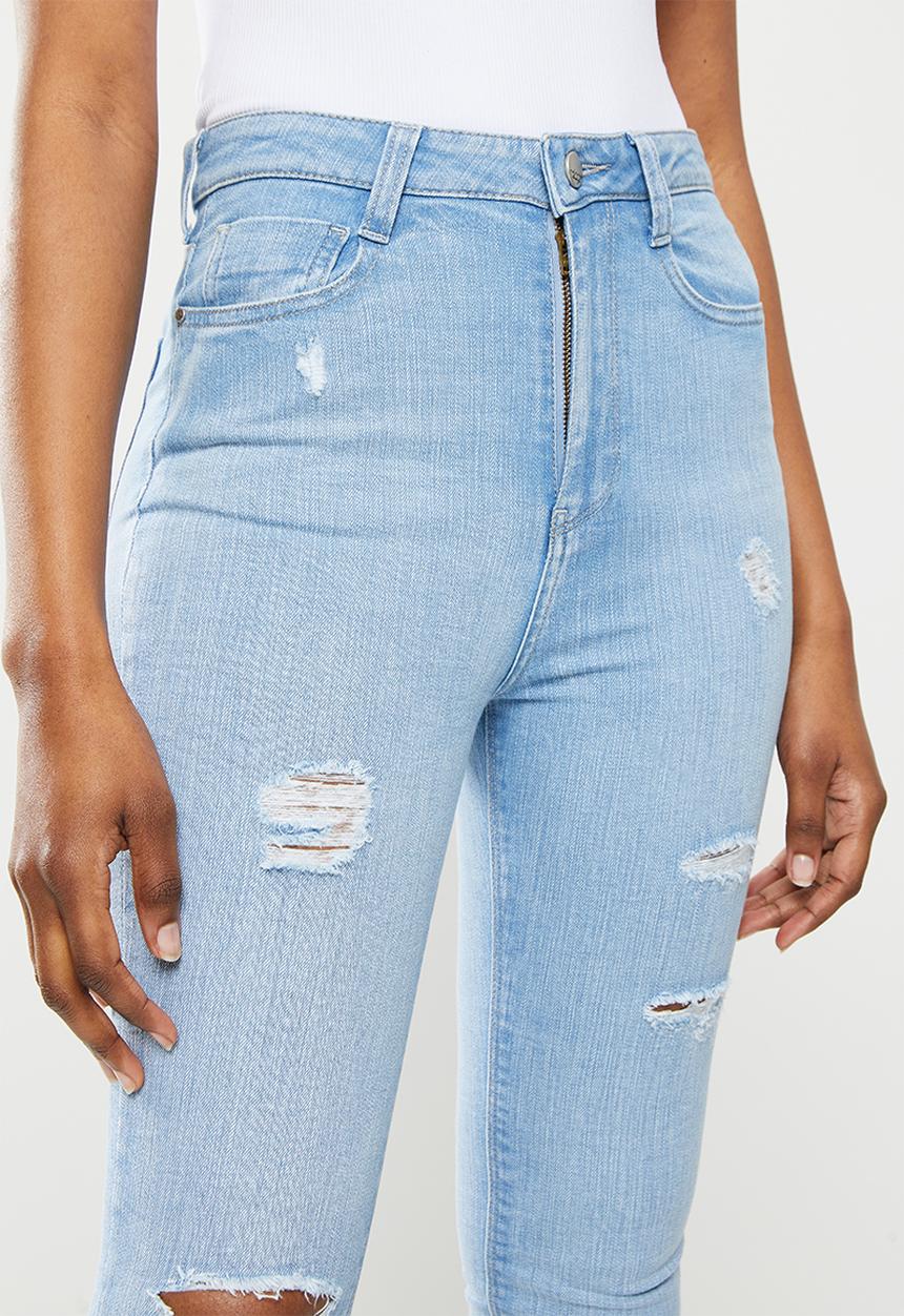 SISSY BOY - Super high rise skinny with rips - sky blue