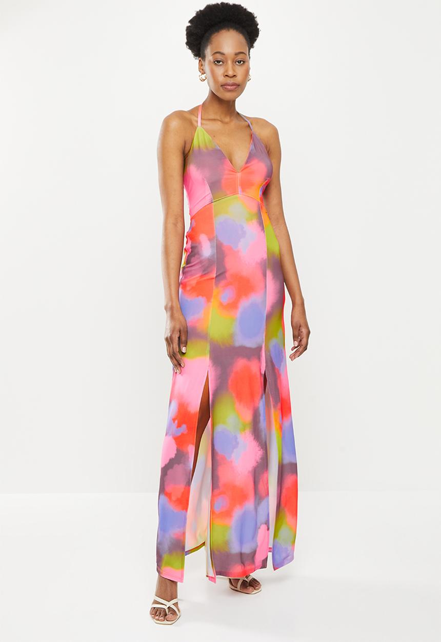 SISSY BOY - Maxi with front slits and back tie detail - multi