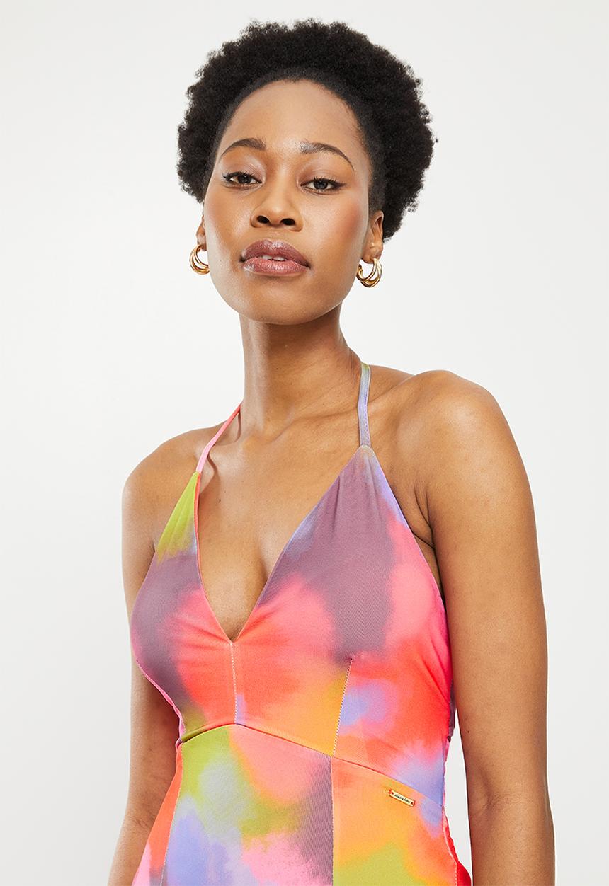 SISSY BOY - Maxi with front slits and back tie detail - multi