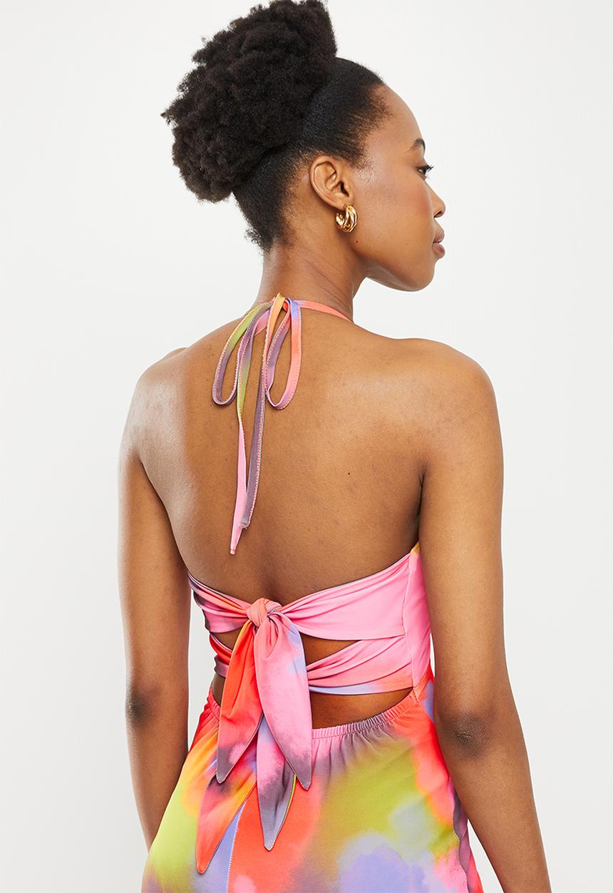 SISSY BOY - Maxi with front slits and back tie detail - multi