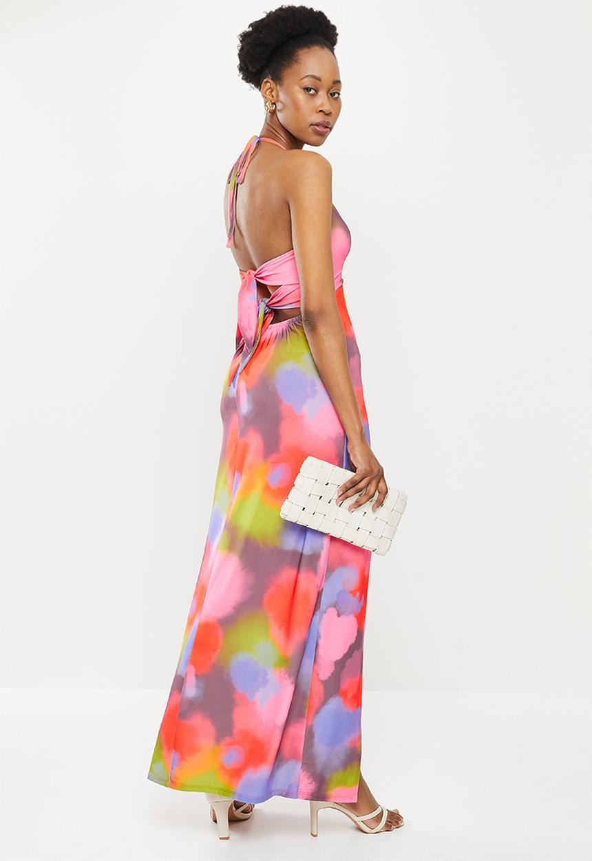 SISSY BOY - Maxi with front slits and back tie detail - multi