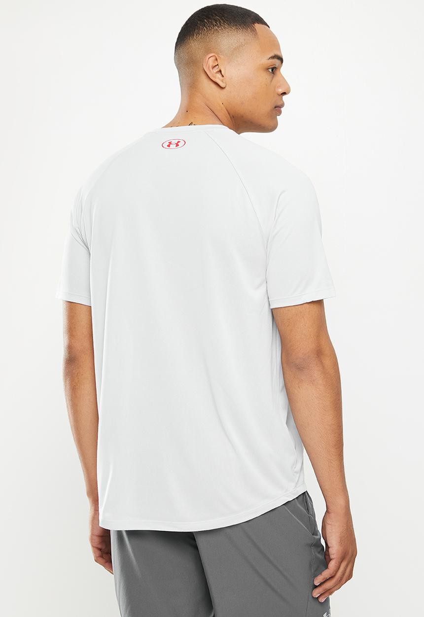 Under Armour - UA Tech™ 2.0 Wordmark Short Sleeve Tee- halo grey & red