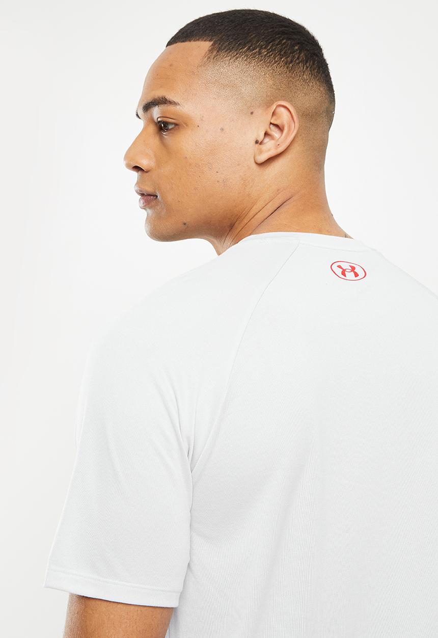 Under Armour - UA Tech™ 2.0 Wordmark Short Sleeve Tee- halo grey & red