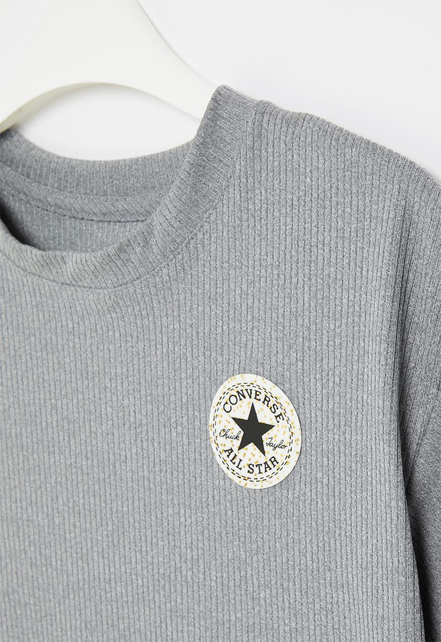 Converse - Cnvg rib knit top w/ prl stitc - lunar rock heather