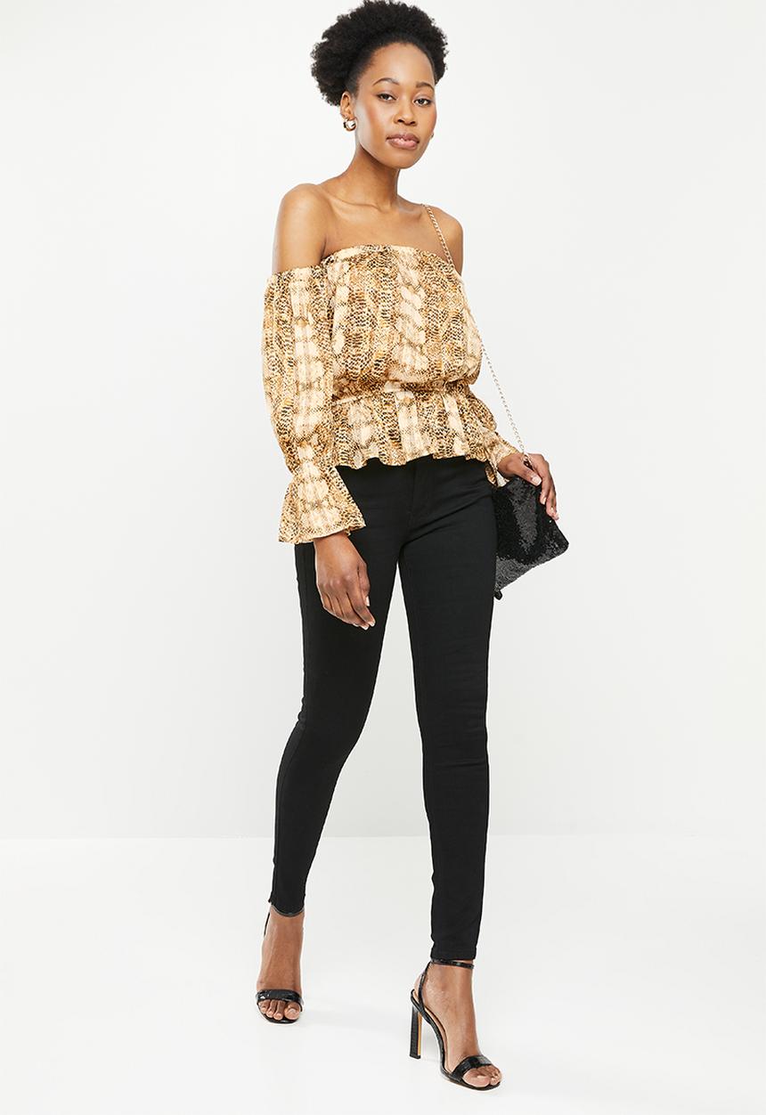 SISSY BOY - Bardot top - brown & black