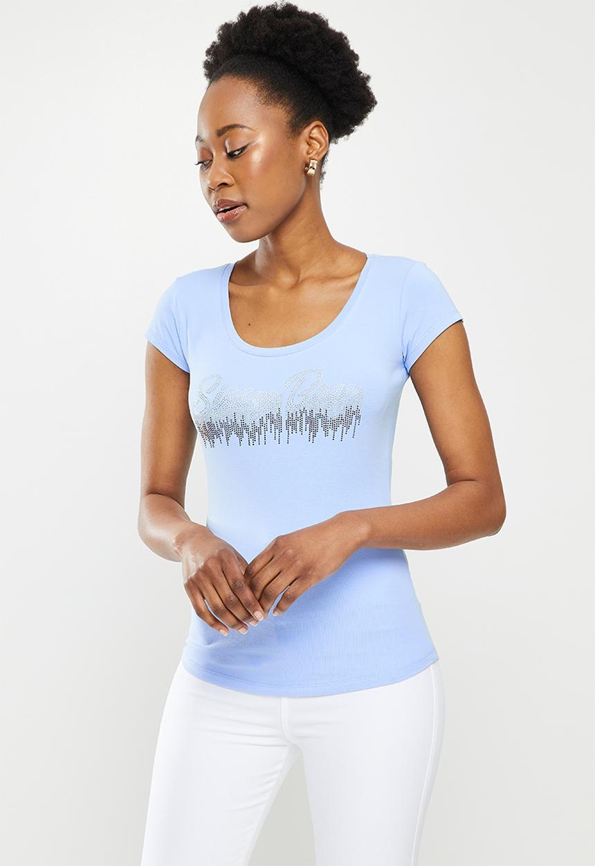 SISSY BOY - Logo top with cap sleeves - cornflower