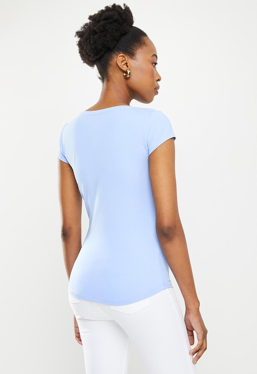 SISSY BOY - Logo top with cap sleeves - cornflower