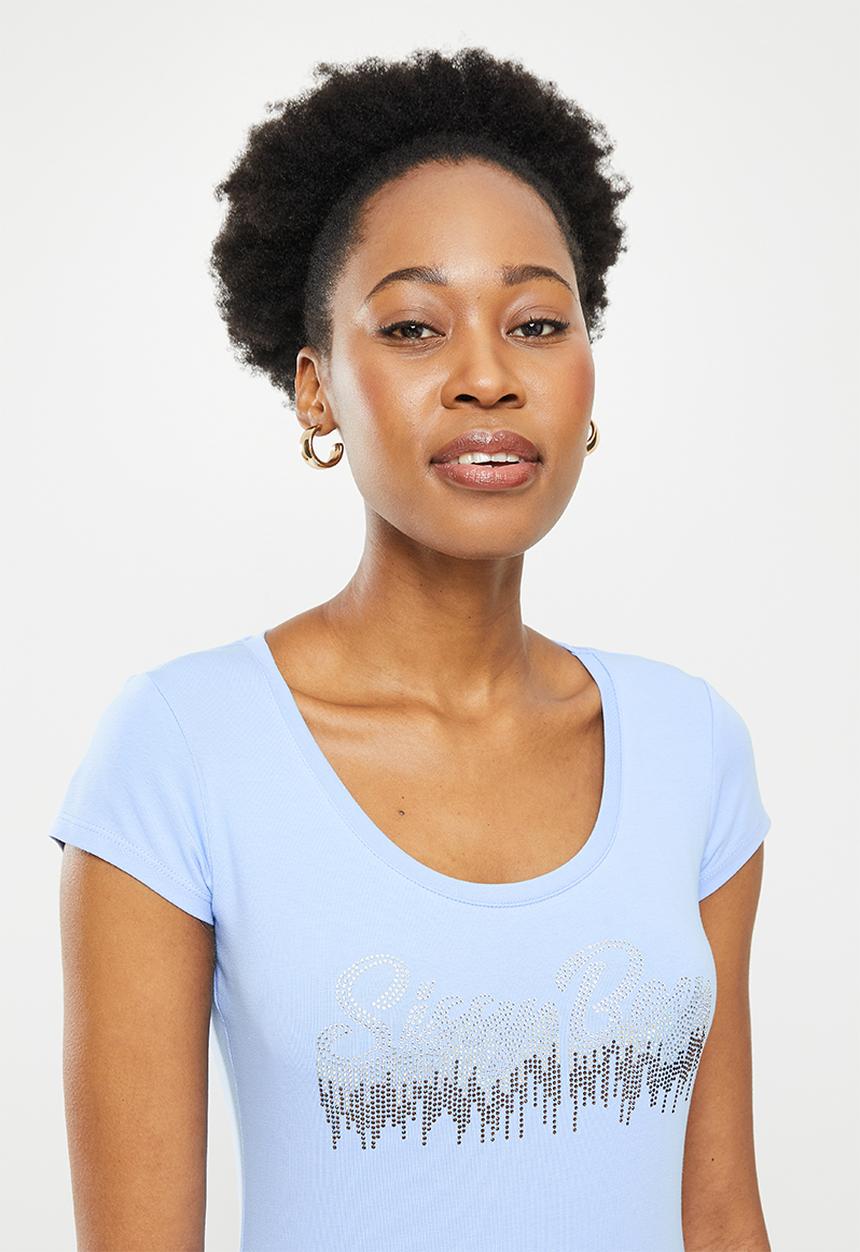 SISSY BOY - Logo top with cap sleeves - cornflower