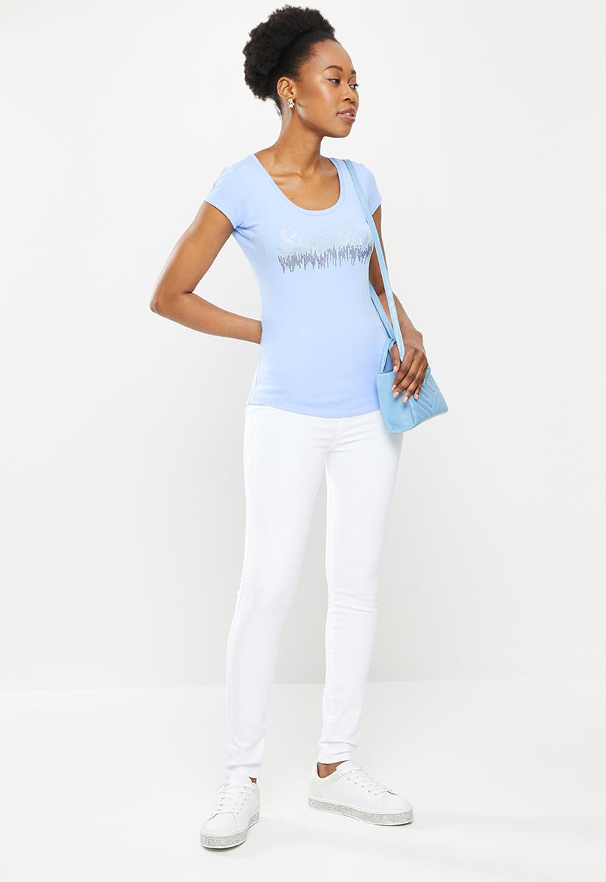 SISSY BOY - Logo top with cap sleeves - cornflower