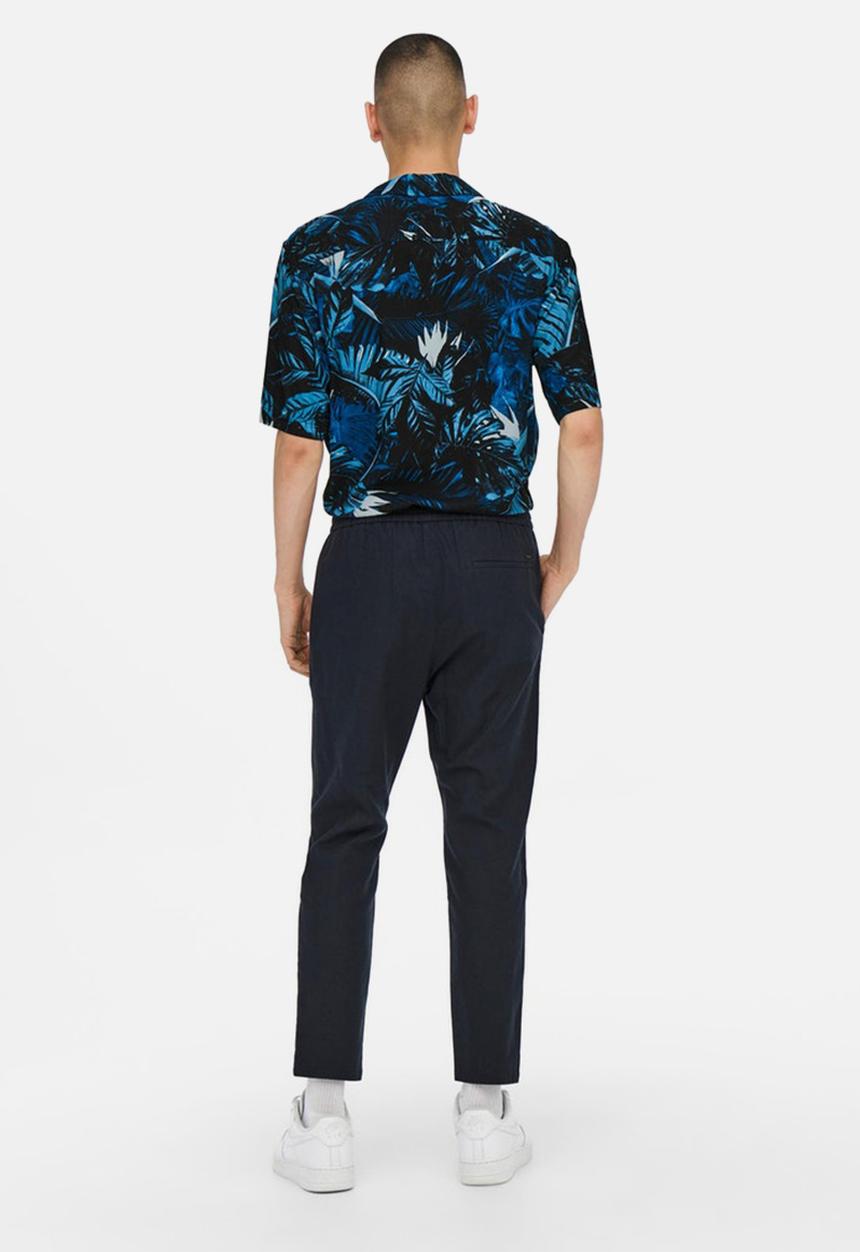Only & Sons - Linus crop linen mix pants - dark navy