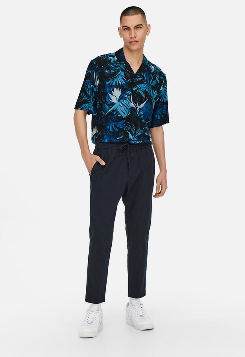 Only & Sons - Linus crop linen mix pants - dark navy