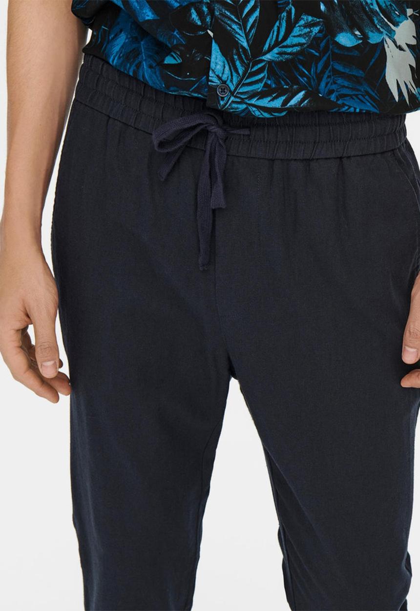Only & Sons - Linus crop linen mix pants - dark navy