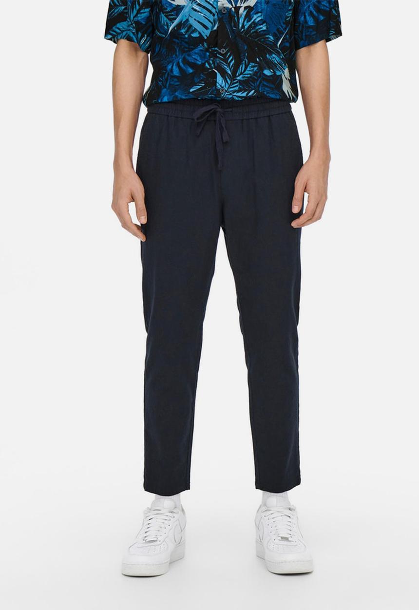 Only & Sons - Linus crop linen mix pants - dark navy