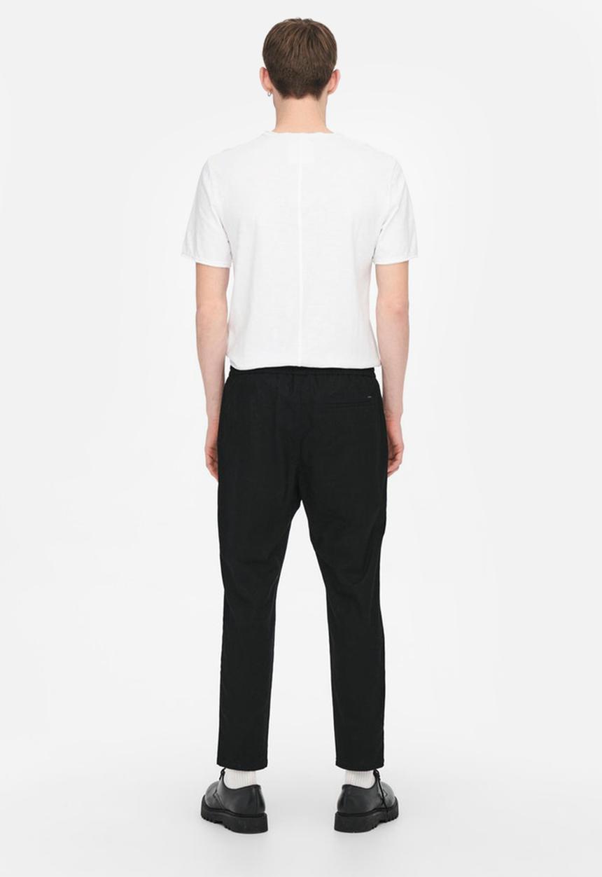 Only & Sons - Linus crop linen mix pants - black