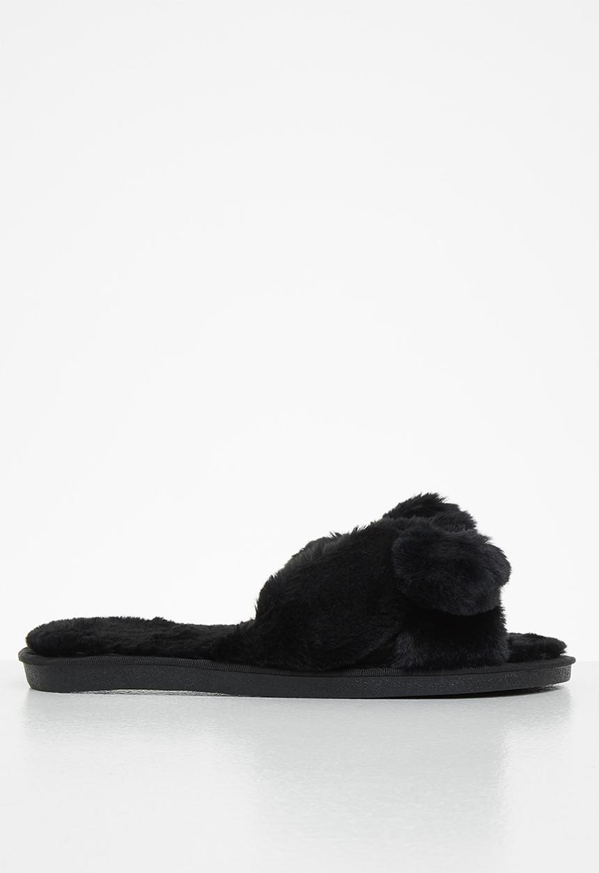 dailyfriday - Amber bow slippers - black