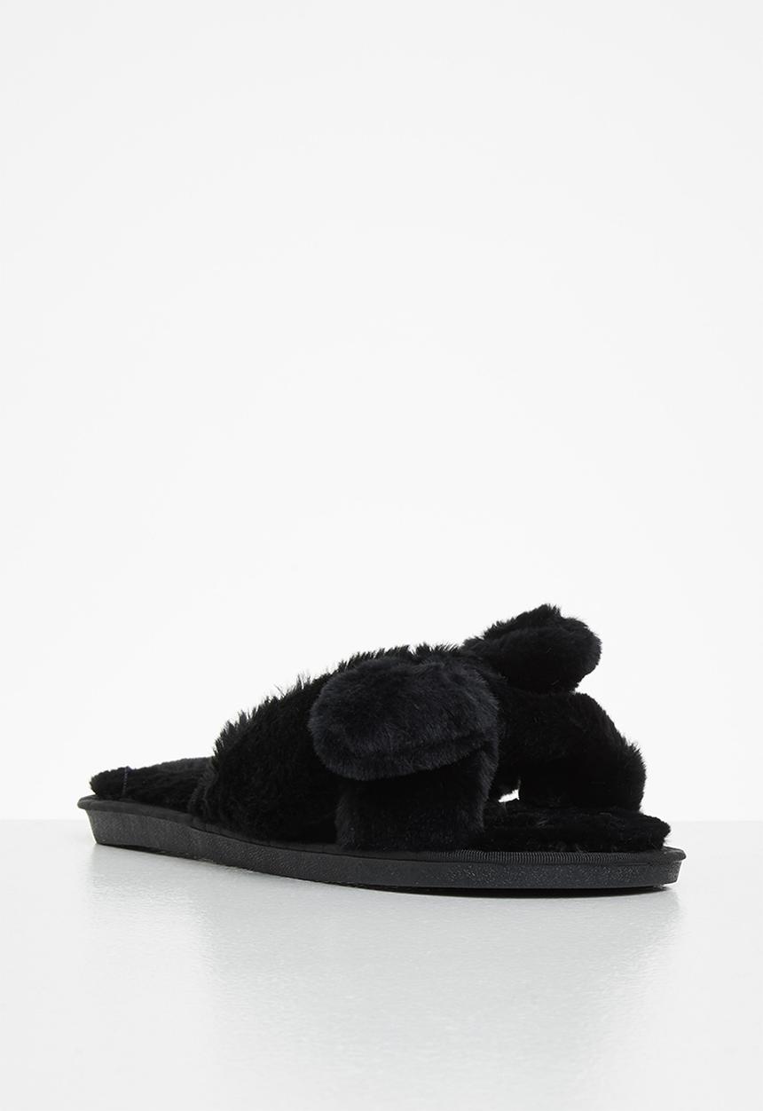 dailyfriday - Amber bow slippers - black
