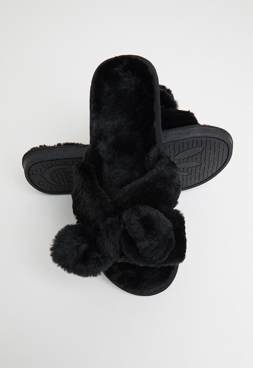 dailyfriday - Amber bow slippers - black