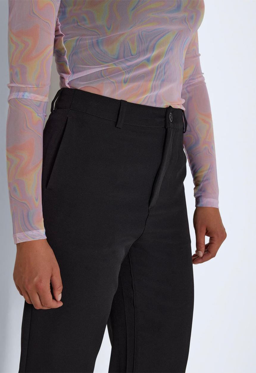 Noisy May - Drewie high waist ankle wide pants - black
