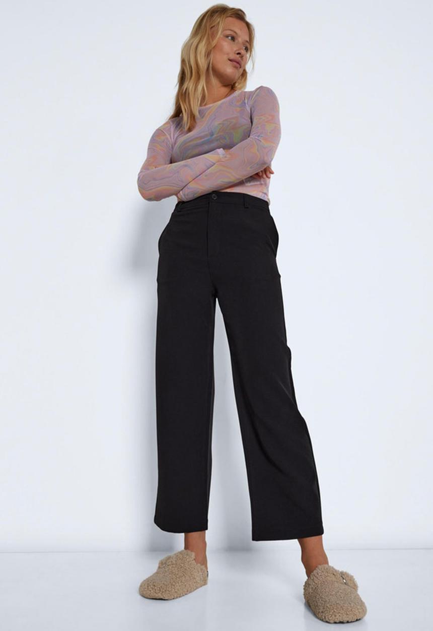 Noisy May - Drewie high waist ankle wide pants - black