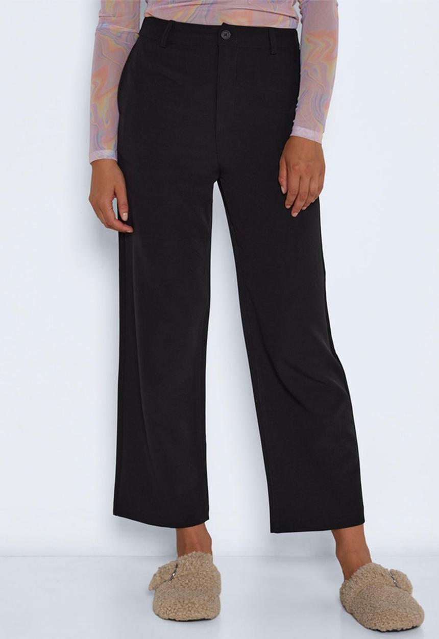 Noisy May - Drewie high waist ankle wide pants - black