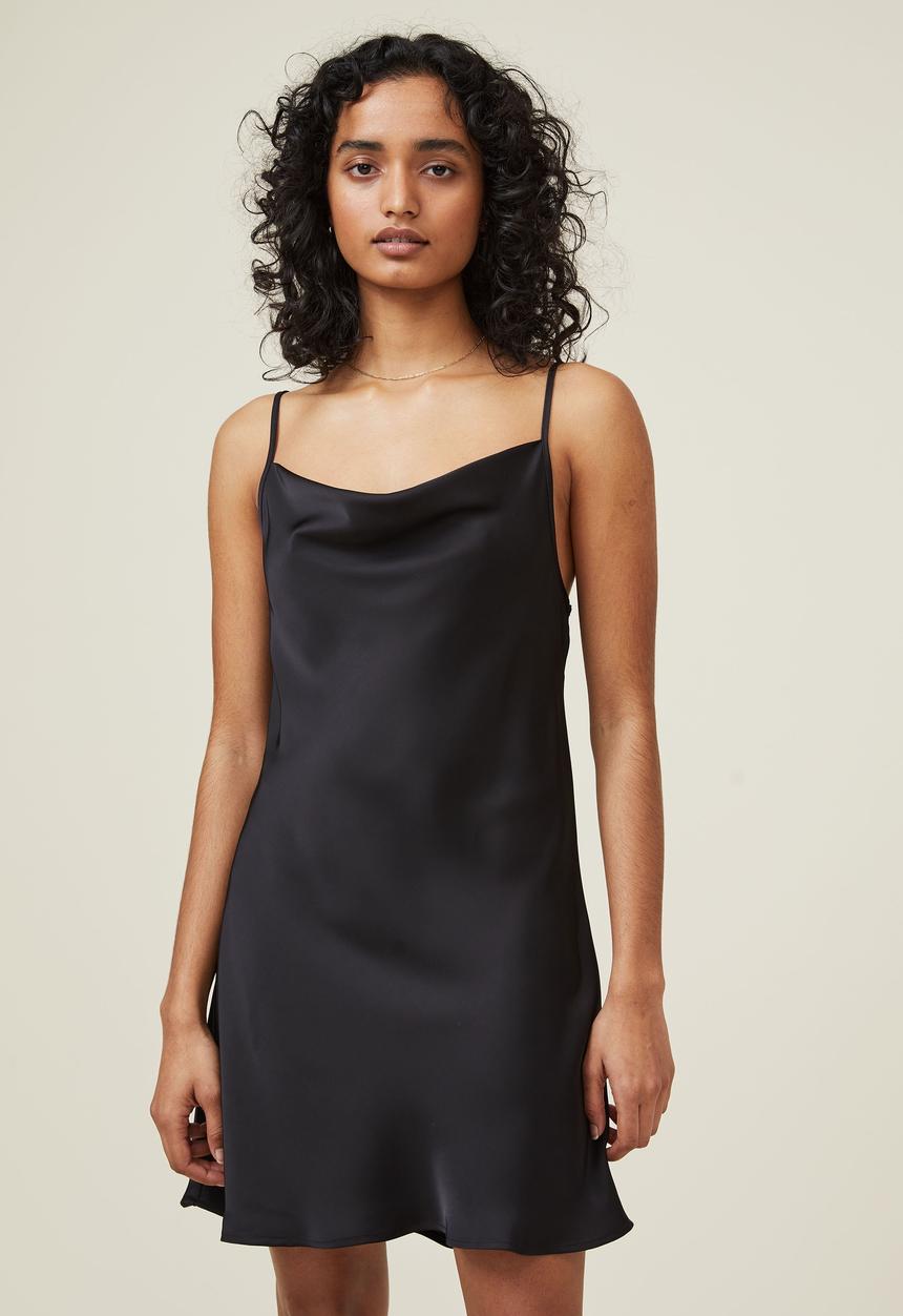Cotton On - Amalfi cowl mini dress - black
