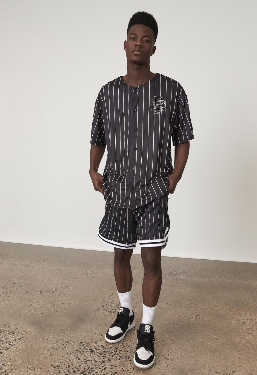 Baseball shirt - black pinstripe/baltimore city