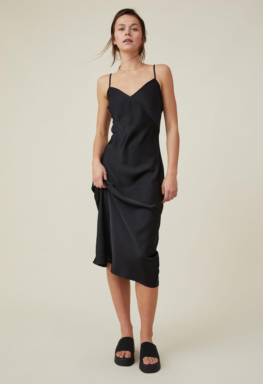 Cotton On - Amalfi strappy midi dress - black