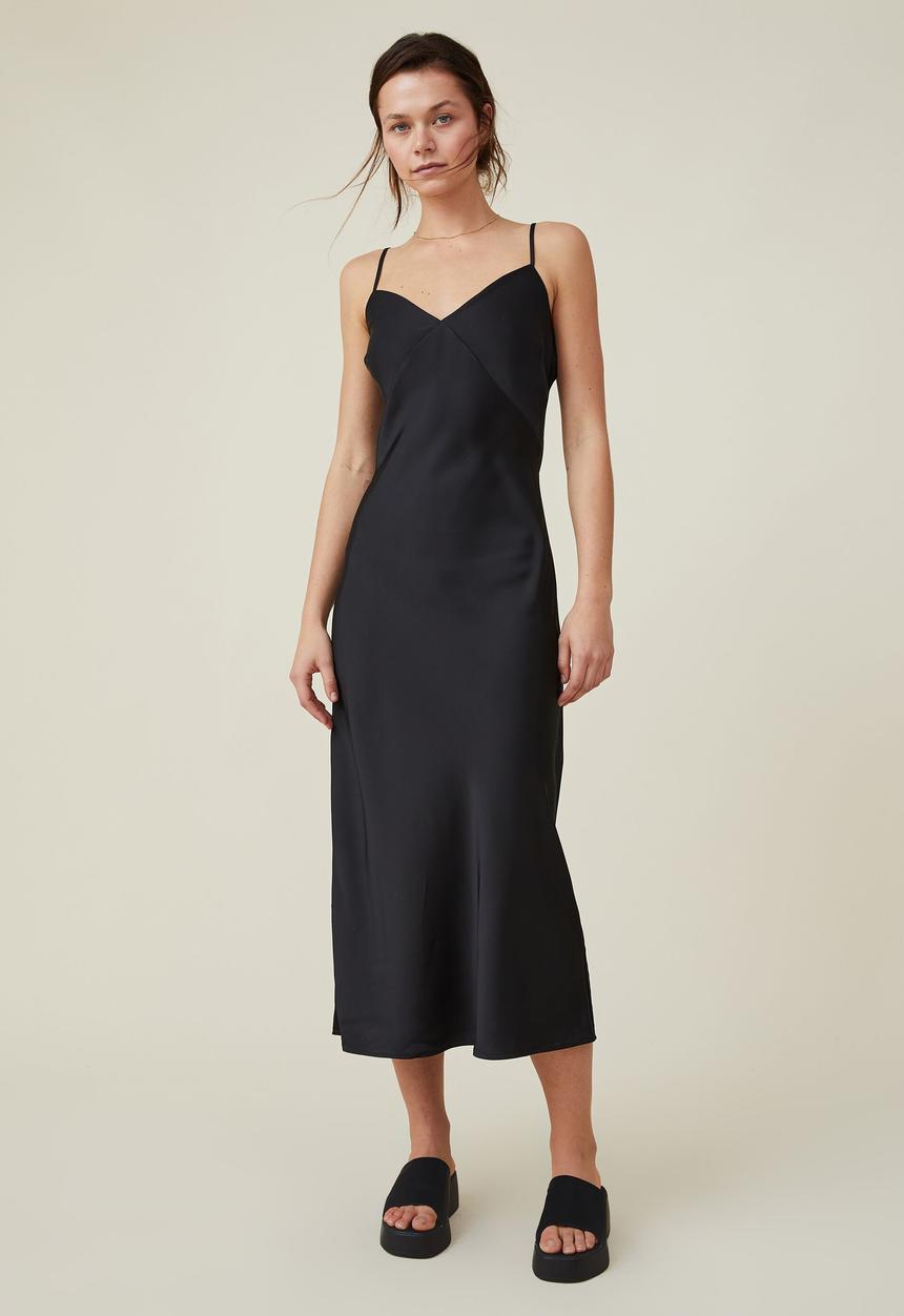 Cotton On - Amalfi strappy midi dress - black