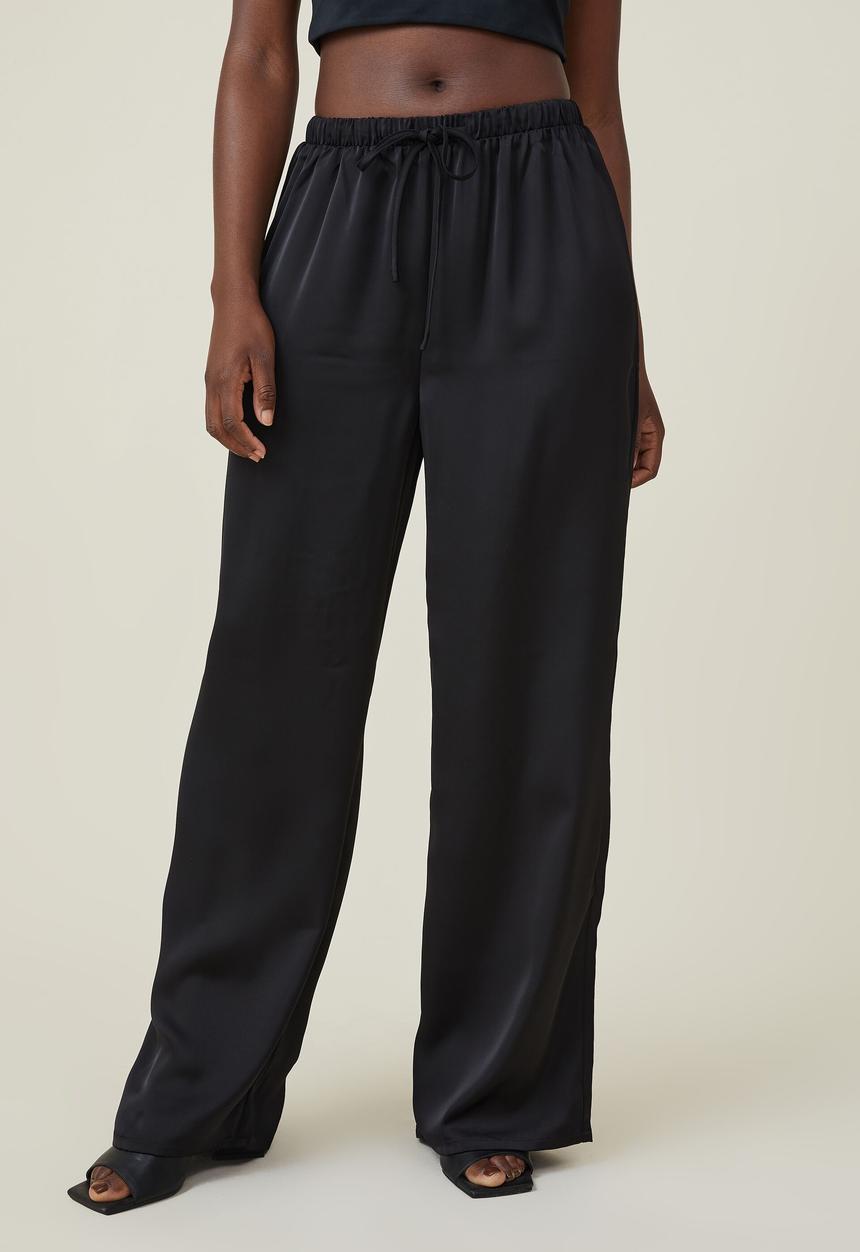 Cotton On - Amalfi wide leg satin pant - black