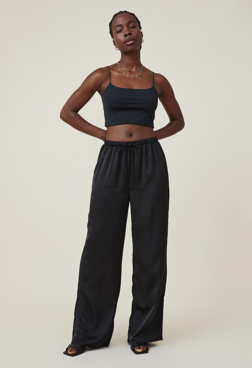 Cotton On - Amalfi wide leg satin pant - black