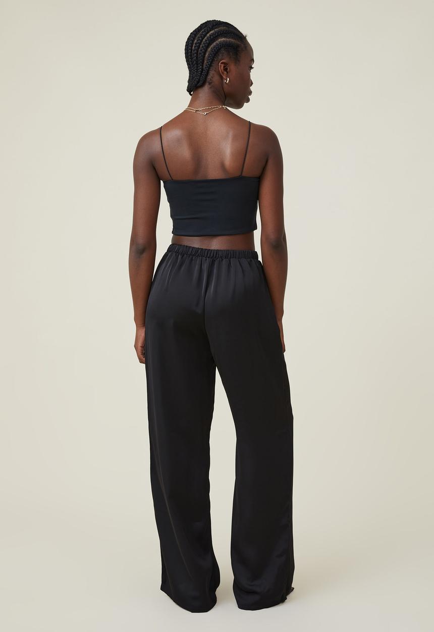 Cotton On - Amalfi wide leg satin pant - black