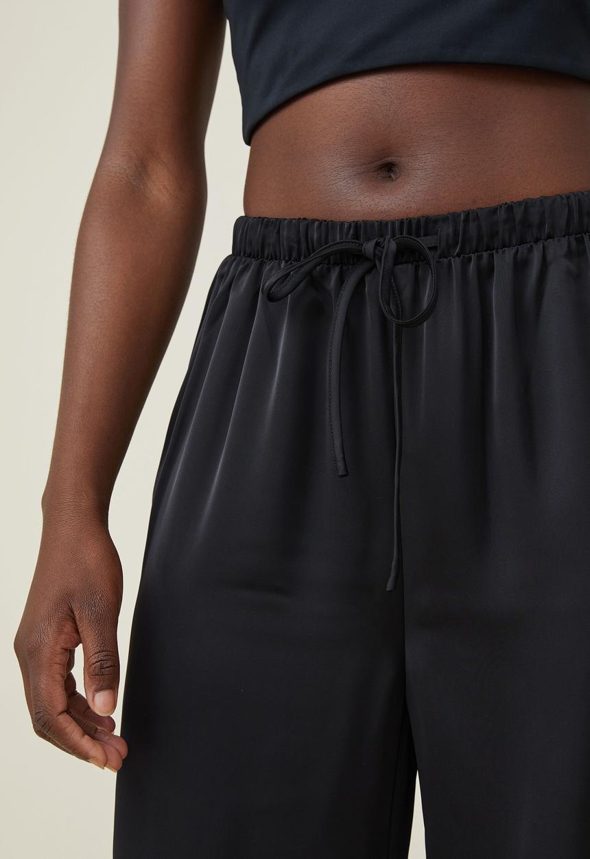 Cotton On - Amalfi wide leg satin pant - black