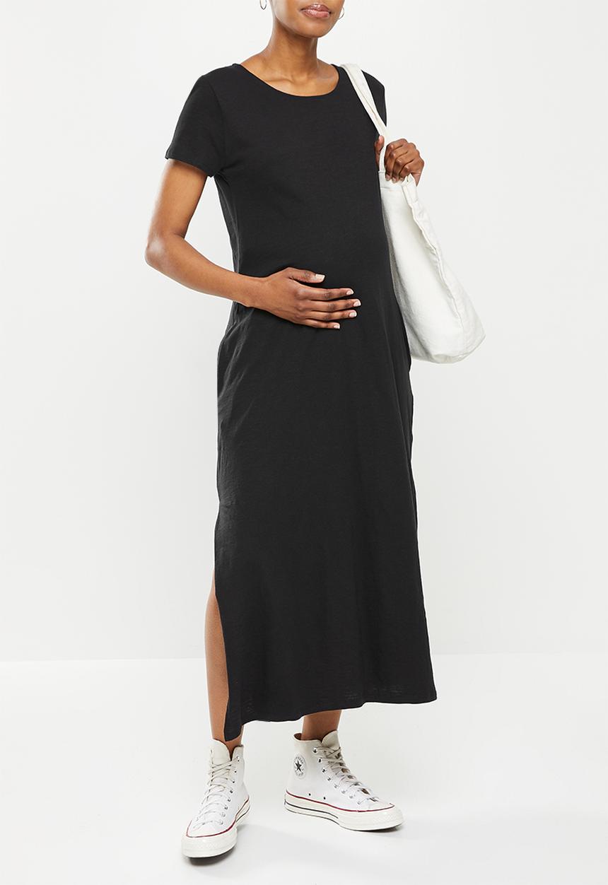 Cotton On - Maternity loose fit short sleeve maxi dress - black