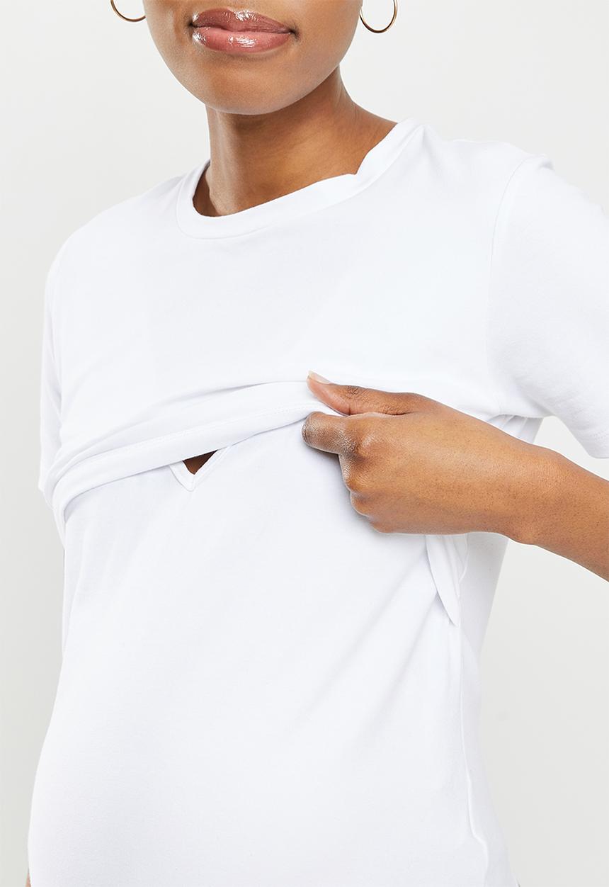 edit Maternity - Maternity double layer nursing tee - white