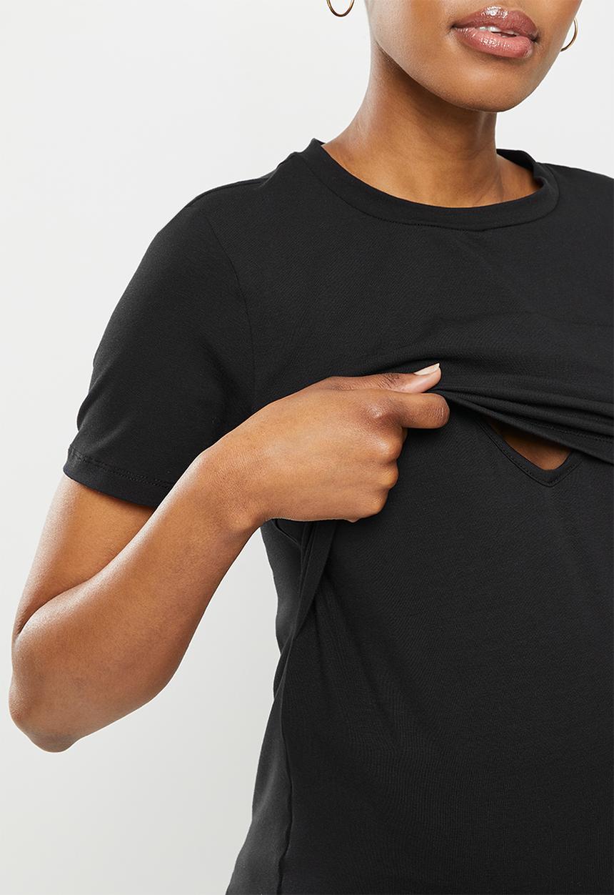 edit Maternity - Maternity double layer nursing tee - black