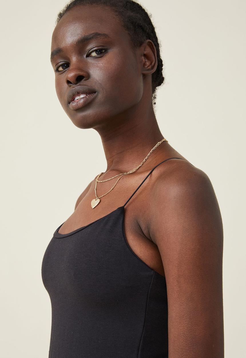 Cotton On - Bamboo viscose blend strappy mini dress - black