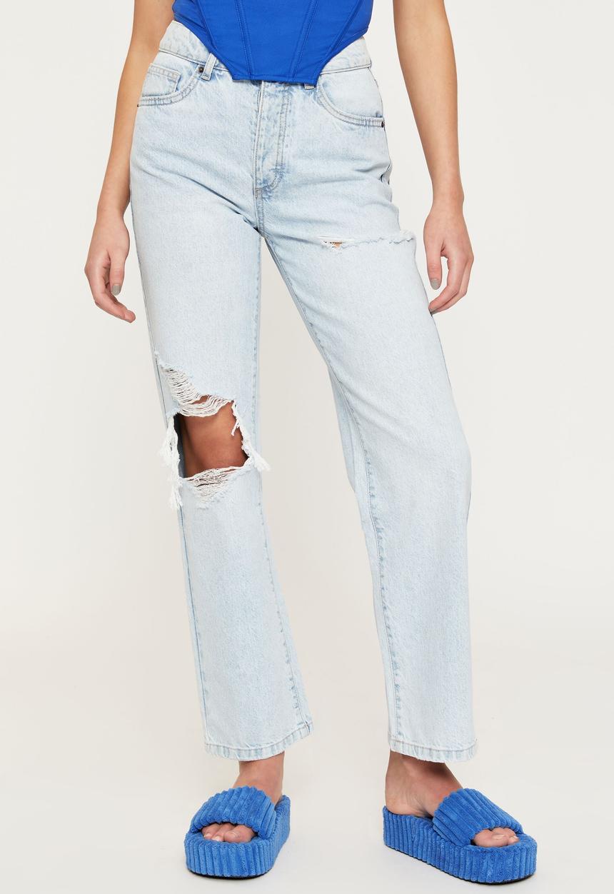 Supré  - Straight leg ripped jean - caroline blue rip