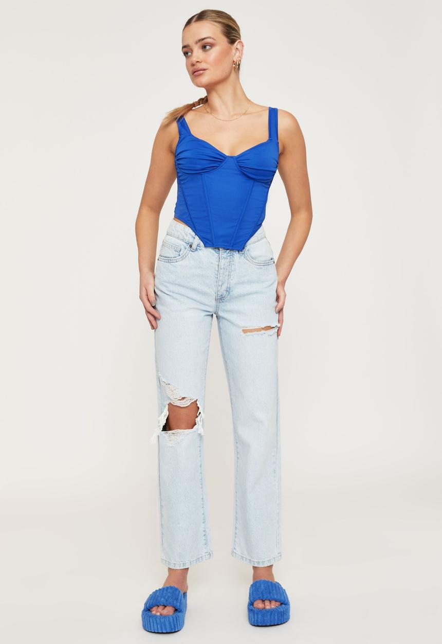 Supré  - Straight leg ripped jean - caroline blue rip